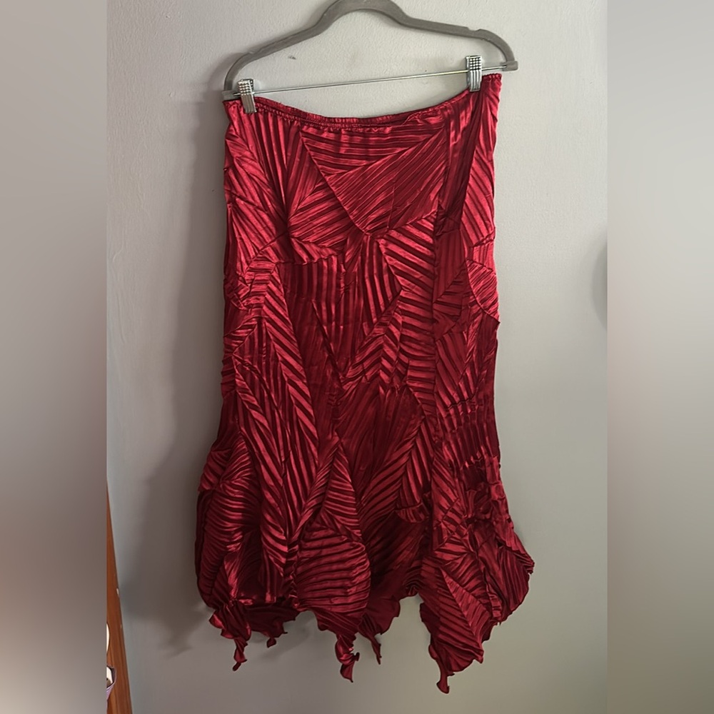 Vintage Red Satin Skirt